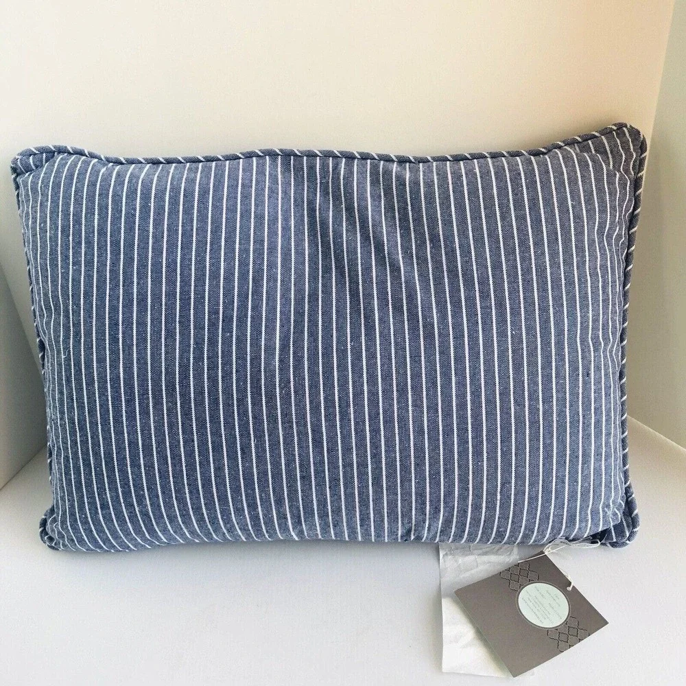 SECRET CELEBRITY 15” X 21” Blue White Decor pillow embroidered Summer Flamingos